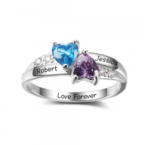 Birthstone Ring, Sterling Silver Personalized Engravable Ring JEWJORI102402